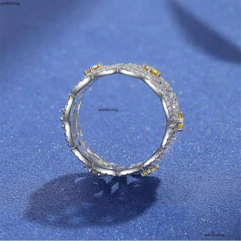 2021 Top Selling Choucong Wedding Rings Original Jewelry Real Sterling Sier Yellow Topaz CZ Dia Lace Eternity Women Engagement Band Ring Gift