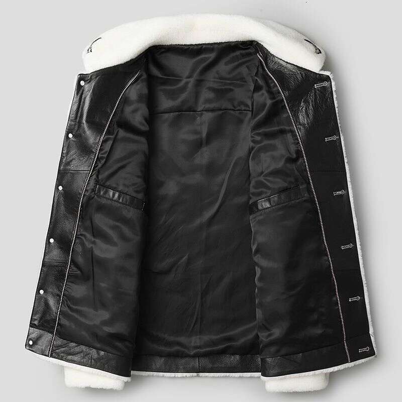 Clothing Lapel Embroidery Sheep Shearling Coat Men's Trendy Thickened Lamb Fur Jacket