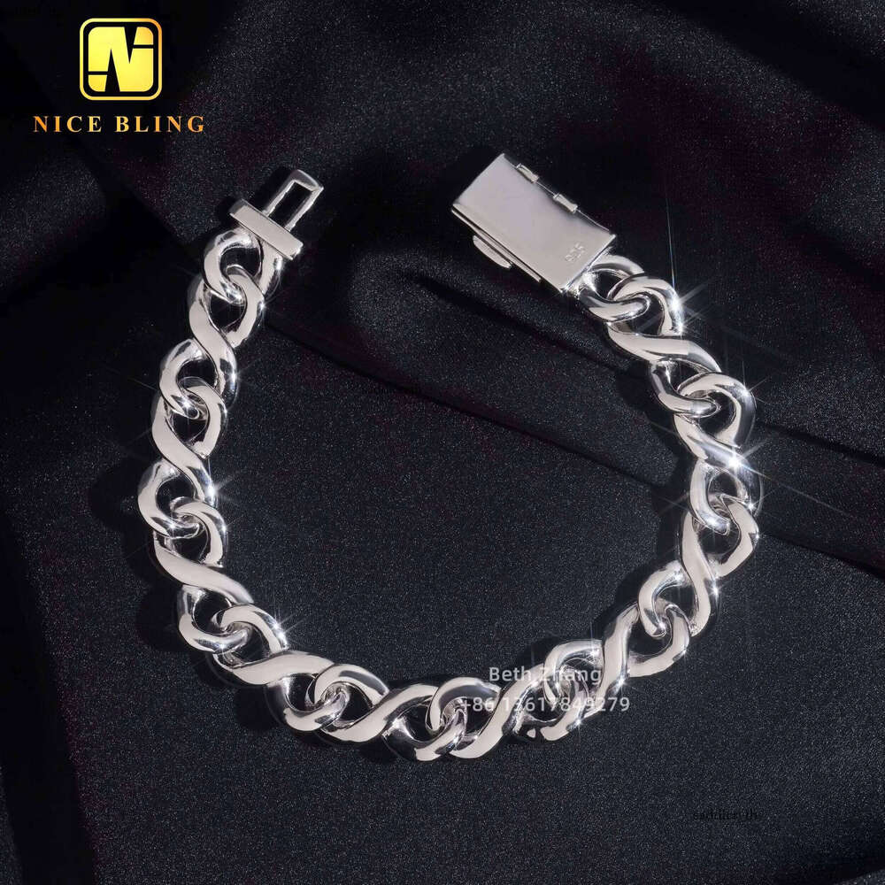 New Design 3 Rows 10MM Infinite Link Moissanite Cuban Men Fashion Dia Bracelet Sier Hip Hop Iced Out Jewelry