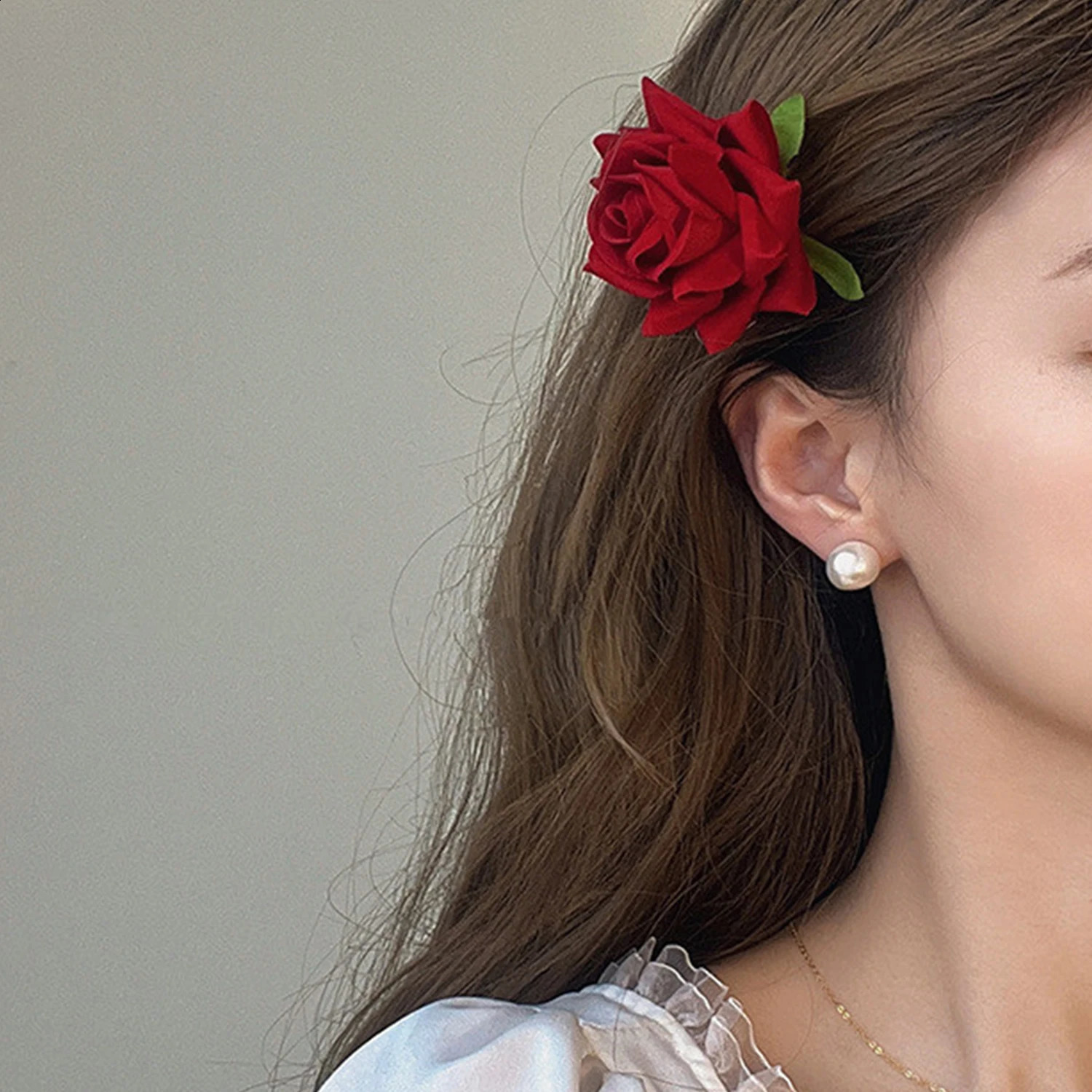 Simulated Flower Magnolia Hair Clip for Women Spring Summer Trendy Korean Sweet Floral Hairpin Headdress Wholesale 250807