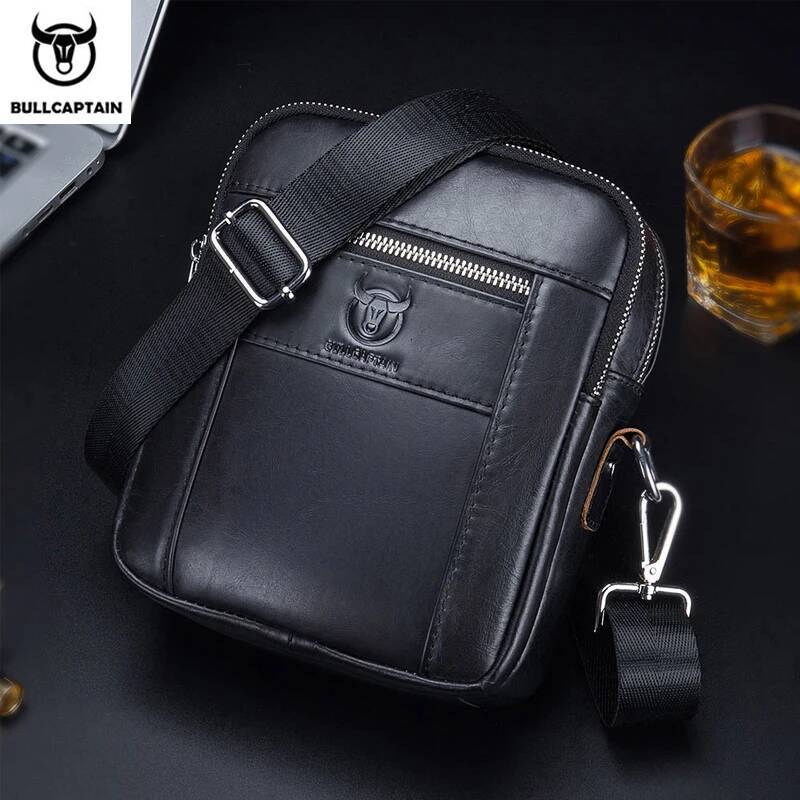 BULLCAPTAIN Casual Bags Leather Shoulder Bag Business Men's Satchel Compact Mini Messenger Bages Men 09