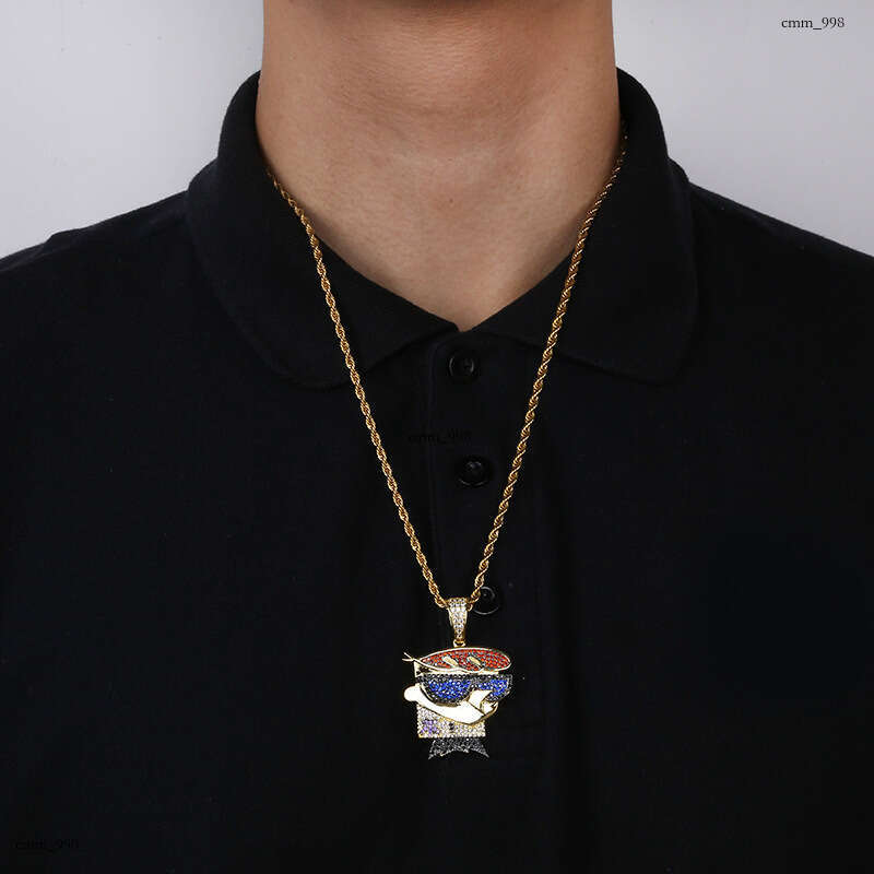 Hip Hop Cartoon Character Dexter Pendant Micro Paved Moissanite chain Men's Necklace