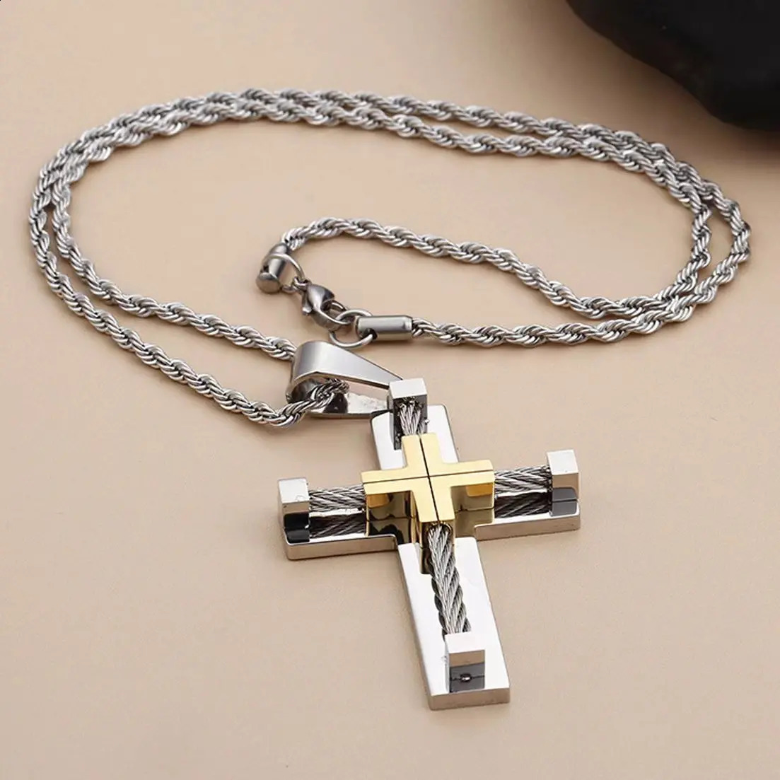 Arrival Stainless Steel Necklace For Men Vintage Cross Pendant Hip Hop Cool Pendant Necklace Chain Fashion Jewelry 250805