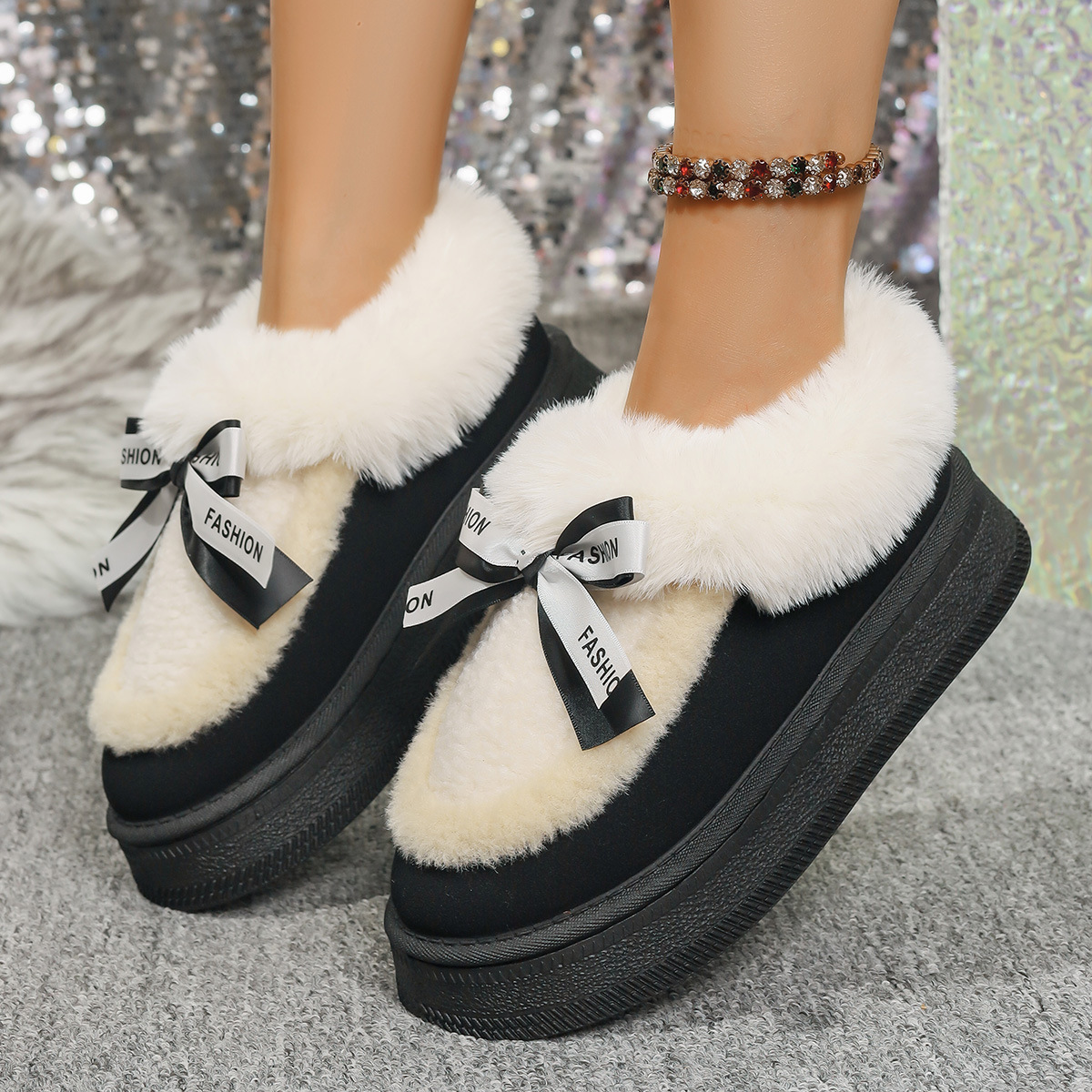 Free delivery designer woman boots Cotton boots with plush insulation for outdoor wear resistance and anti slip