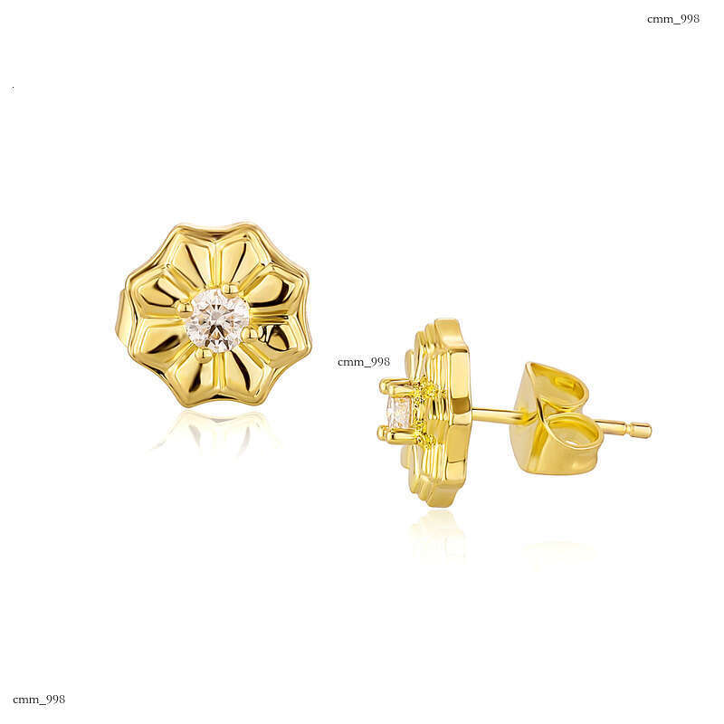 Guochao Tianshan Snow Lotus Moissanite Earrings Live Chinese Style Personality Design Sier Ear Jewelry