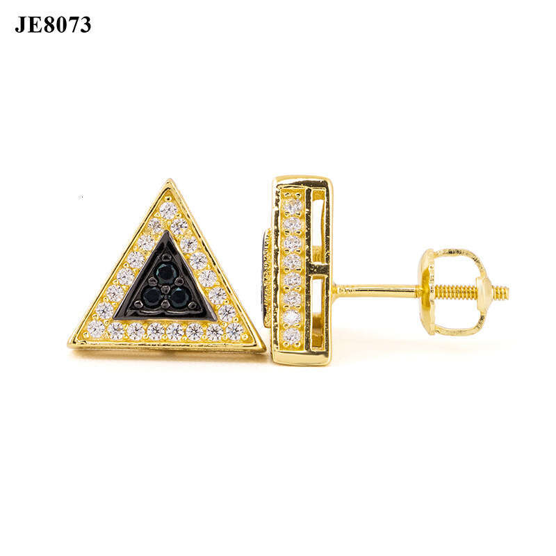 ICED OUT Hot Selling Sier Triangle Full Dia Zircon Men and Women Earrings fashion Accessories