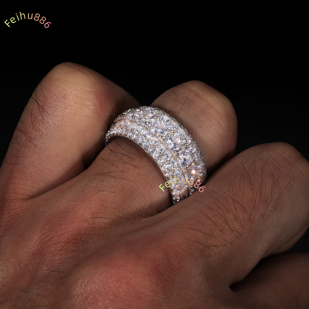 2025 new Custom VVS1 D Color Moissanite Hip-Hop Bling Jewelry Rings GRA Certified 925 Sterling Silver