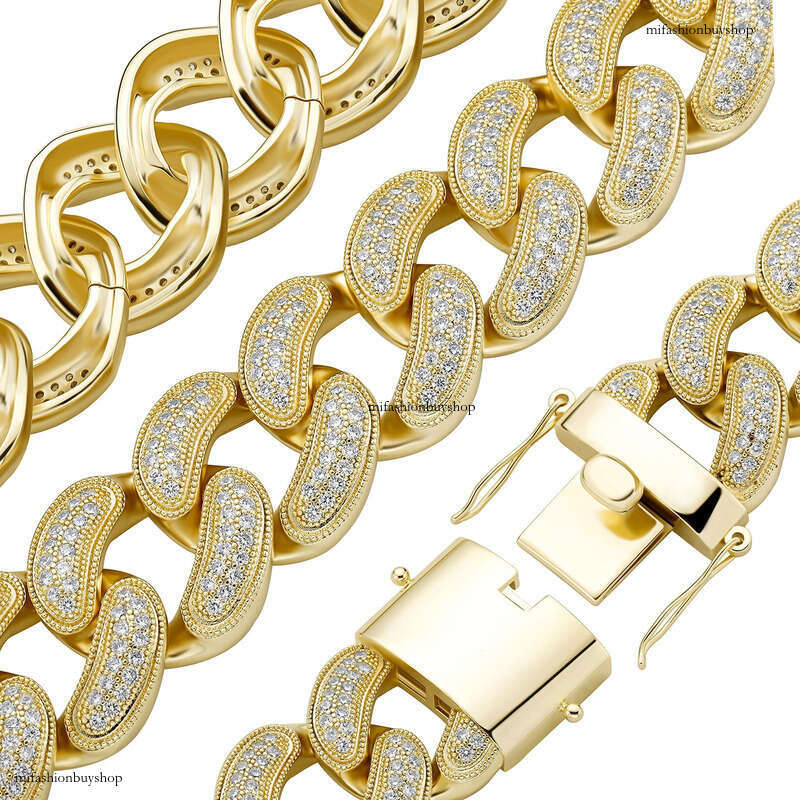 28MM Exaggerated Hip-Hop Necklace Full Dia Cuban Chain Personality Trendy Men's Bracelet Jewelry
