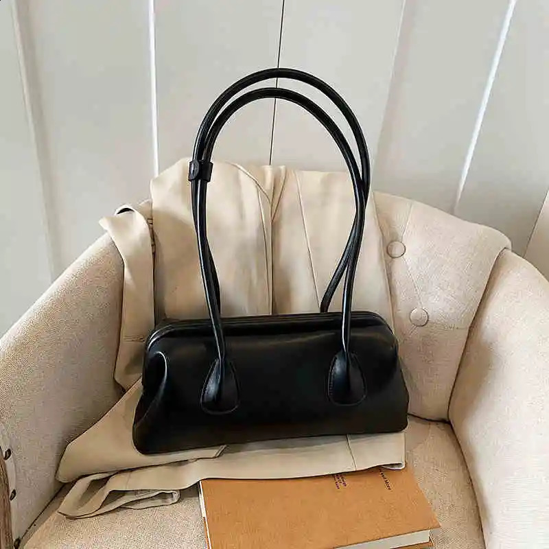Fashion Women Underarm Bag Spring and Summer Solid Color Button Free PU Shoulder Bags French Casual Simple Handbags 250809