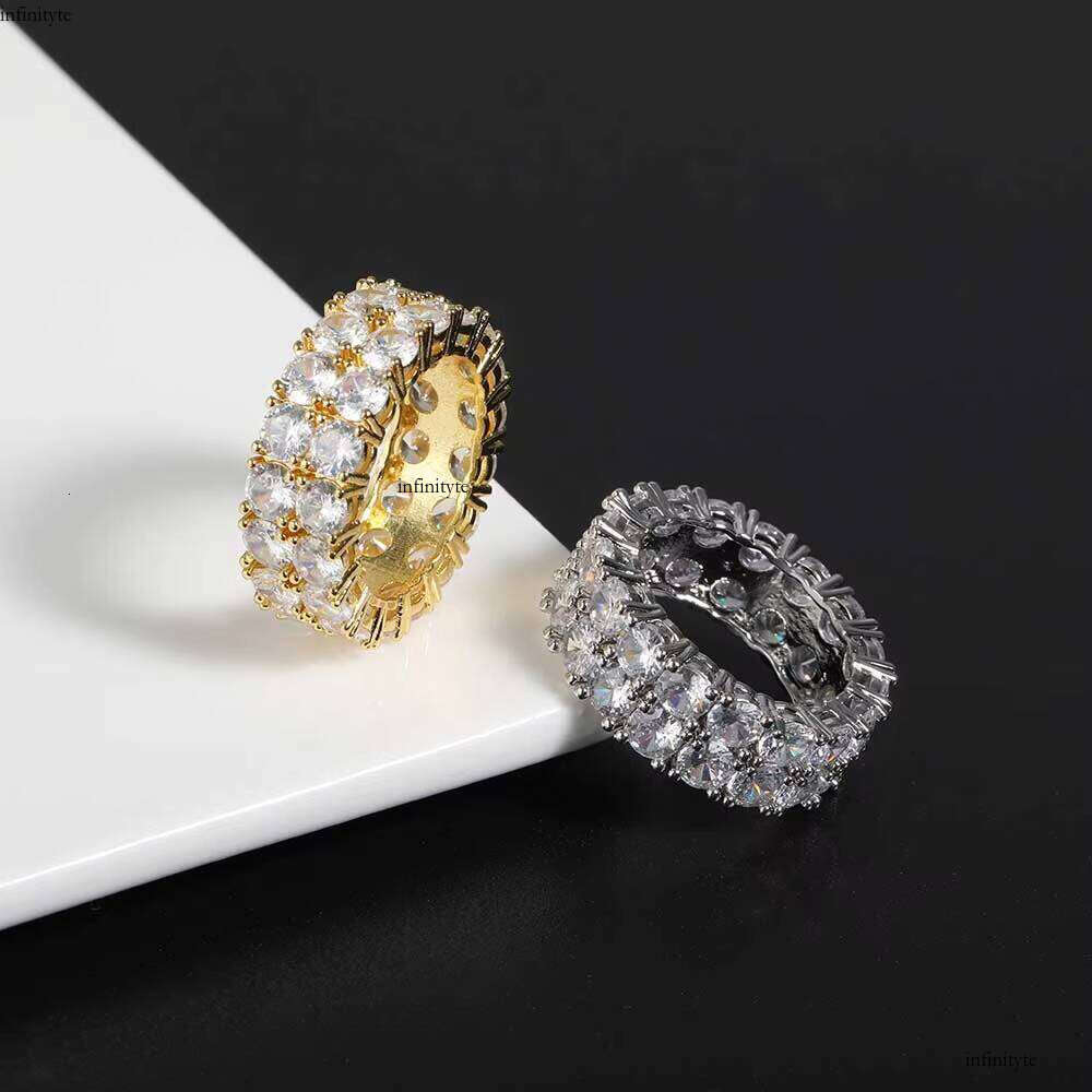NUOYA Iced Out Cubic Zirconia Tennis Gold Plating CZ Finger Ring Hip Hop Women Jewelry