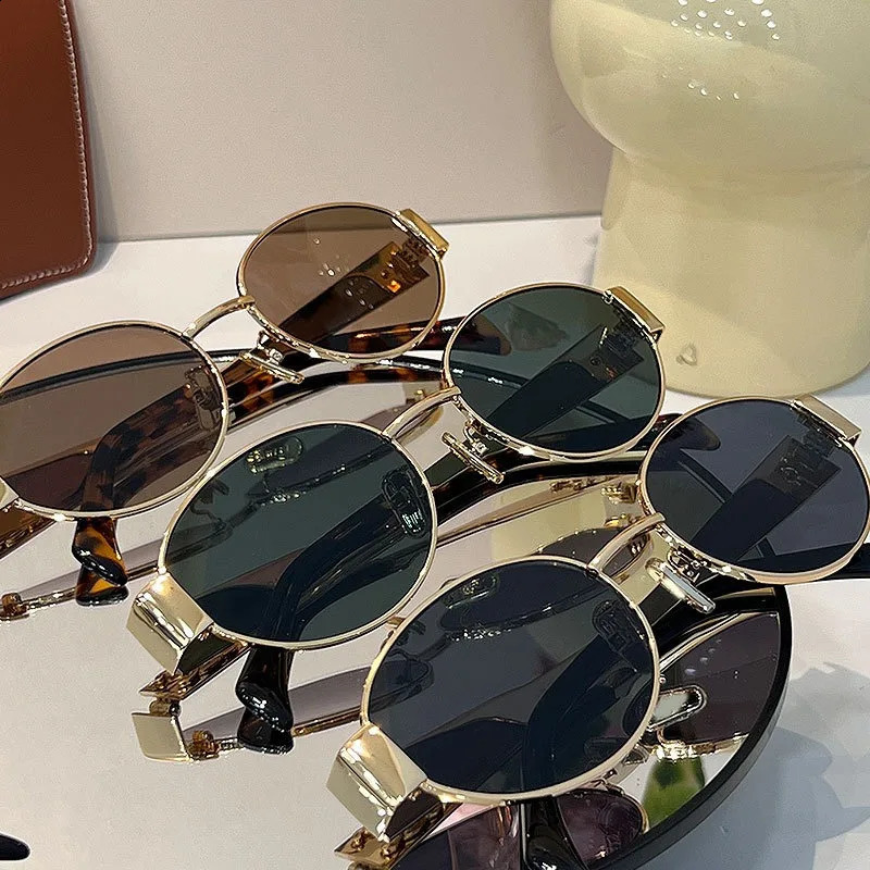 Retro Steampunk Sun Protection Sunglasses Vintage Womens Metal Oval Sunglasses Ladies Classic UV400 Sunscreen Eyewear 250805
