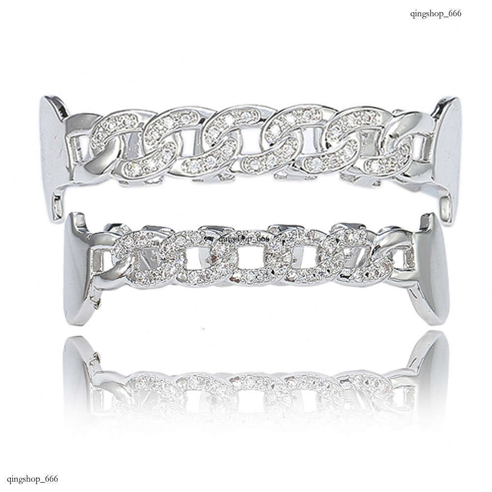 New Teeth Set Non-mainstream Hip Hop Accessories Hollow Micro-inlaid Gold