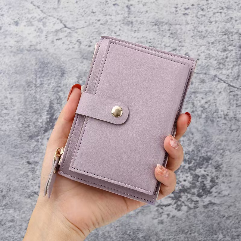 2025 Short Wallet For Women New Multi-card Slot Zipper Button Card Luxury Bag Holder Simple Ladies Card Case Student Coin Purse