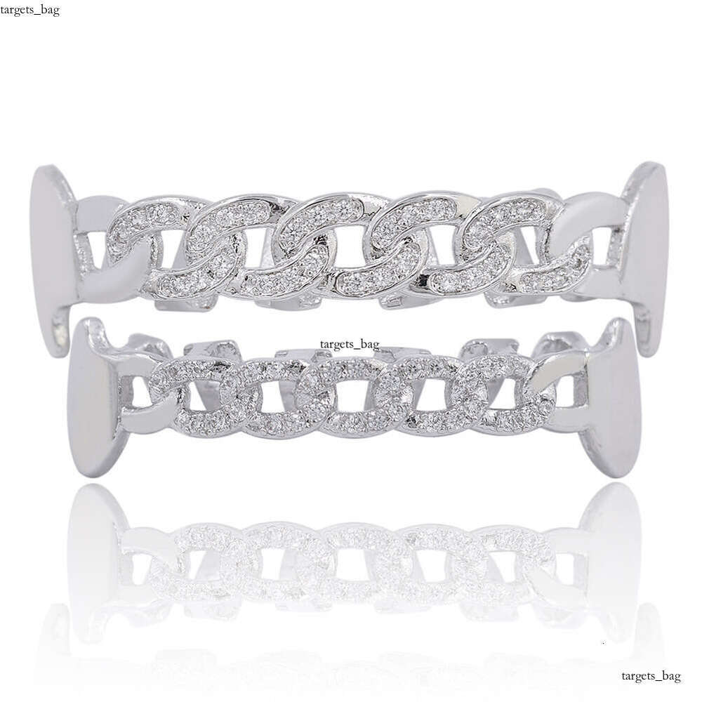 New Teeth Set Hip Hop Hollow Micro Inlaid Gold