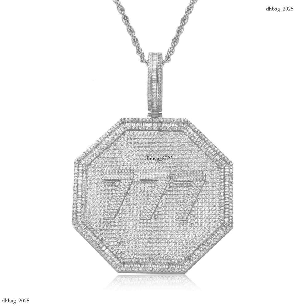 Letter Hip-Hop Octagon Large Combination Exaggerated Micro-Paved Full Moissanite chain Pendant Jewelry