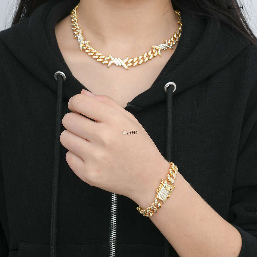 New Style Thorn Cuban Chain Unisex Couple Zircon Bracelet Hip Hop Accessories
