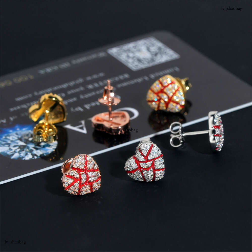 Hip Hop Broken Heart Heartbreak Shape Full Dia Oil Drop Men Women Fashion Couple Earrings Jewelry Wholesale