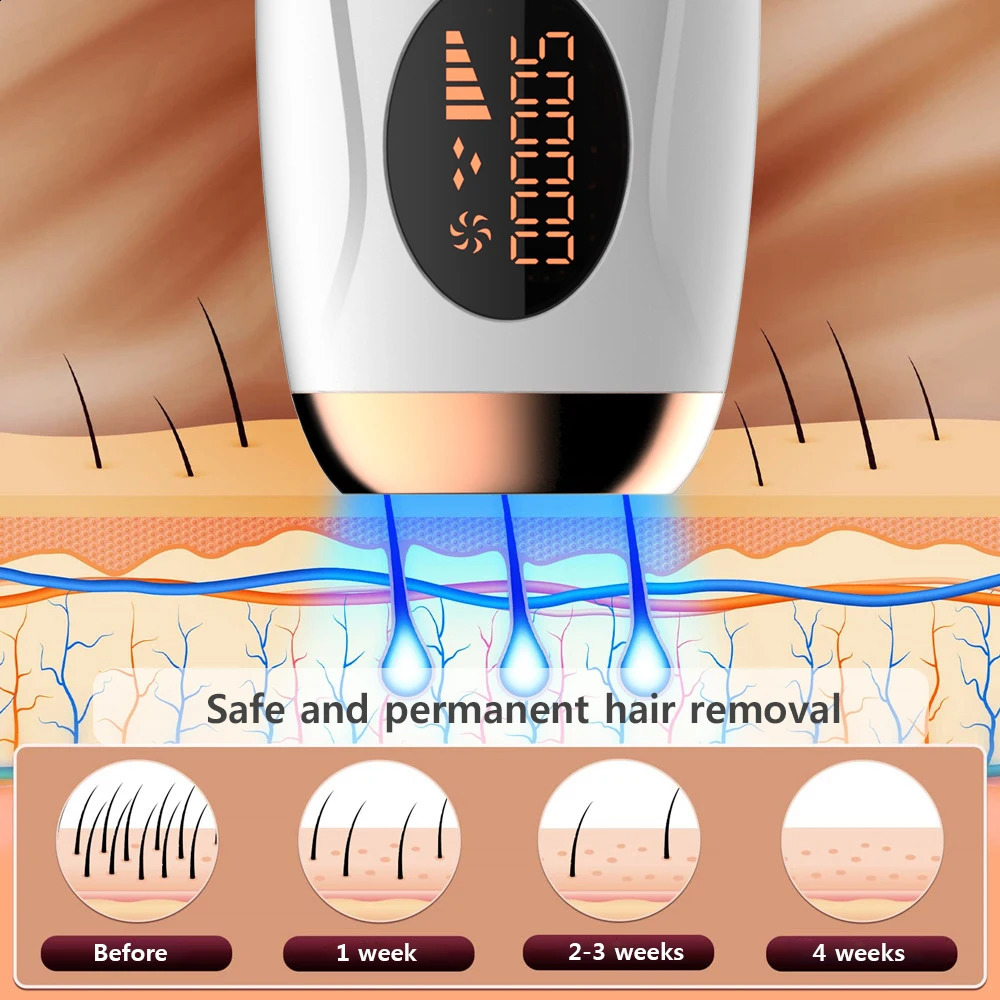 Portable IPL Laser Epilator 999999 Flashes - Painless Permanent Hair Removal for Women's Body and Bikini Line 250805