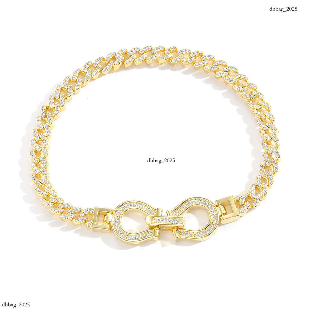 New Horseshoe Buckle Cuban Chain 4mm Micro-Paved Zircon Fashion Niche Unisex Bracelet Hip-Hop Accessory