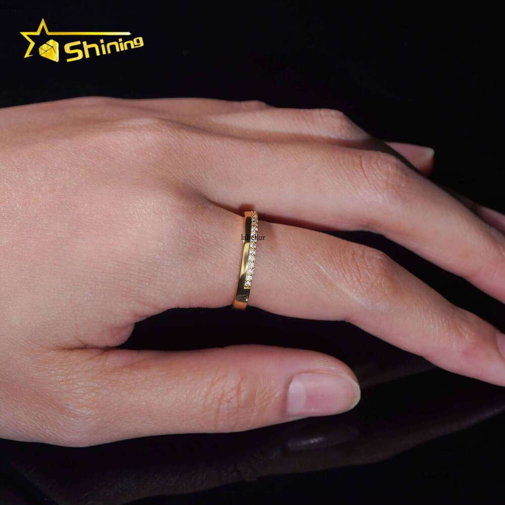 fashion Jewelry Gold Plated Female Sterling Silver Half Eternity Band Moissanite Ring