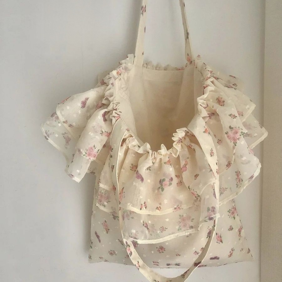 2025 New Korean Style Floral for Women, Fresh and Simple Commuter Backpack, Versatile Large Capacity Canvas Double Shoulder Bag ddmymoon