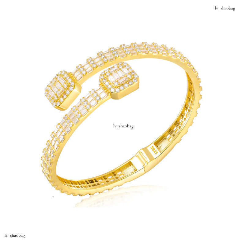 New Moissanite T Square 5.8mm Sier Gold Plated Hip Hop Bracelet Bangle