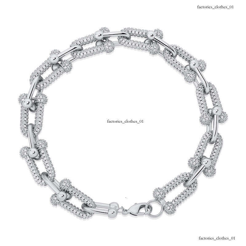 INS U-Shaped Chain Full Zircon Hip-Hop Trendy Personality Jewelry Bracelet Bling