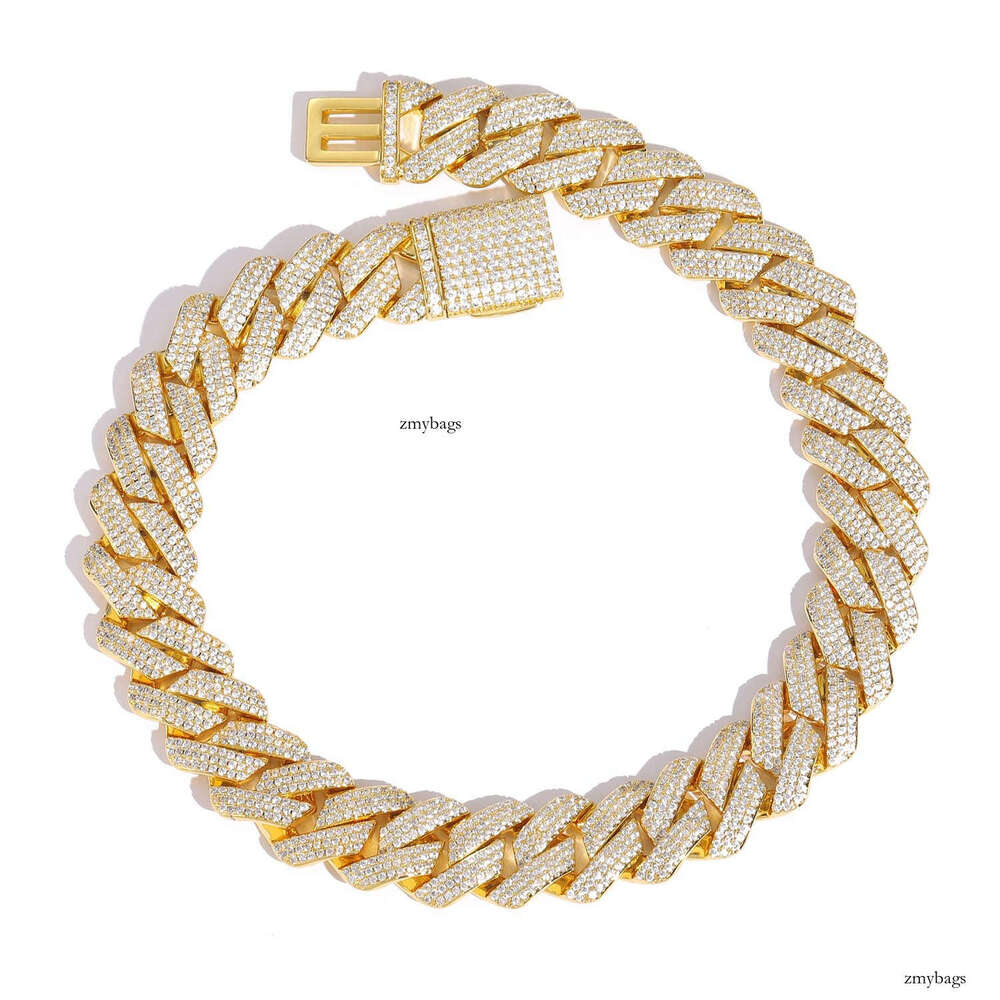 Hip Hop 20mm Three Row Moissanite chain Cuban Chain Thick Rhombus Trendy Brand Jewelry Full Dia Men's Necklace