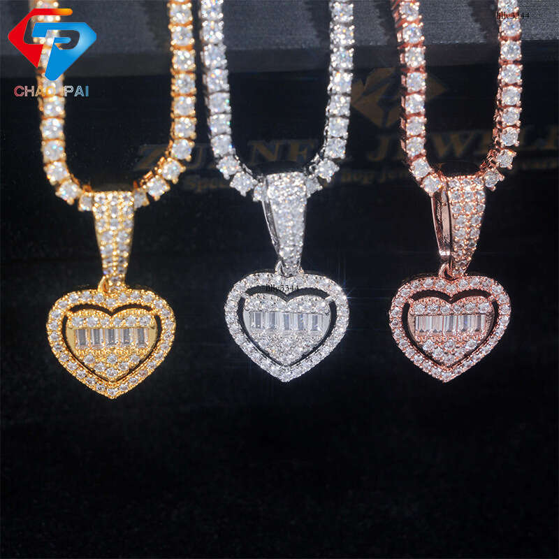 Hot Selling Personalized Heart Pendant Sterling Silver Inlaid Moissanite chain Can Be Worn 6.5m Necklace Trade Special
