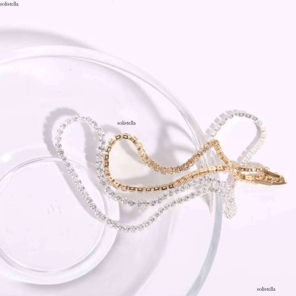 Tennis 2022 3mm Cubic Zircon buckle Necklace chocker gold plated clavicle chain necklace