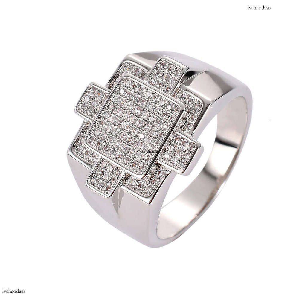New Hip-Hop Men's AAA High-Grade Zircon Creative Geometric Bling CZ Ring
