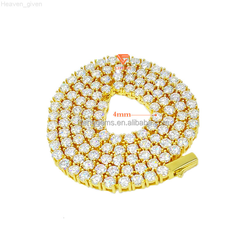 Lifeng Jewelry 3mm 4mm Luxury Hip Hop Tennis Diamond Chain Vvs Diamond Chain Iced Out Hip Hop Luxury Moissanite Tennis Chain