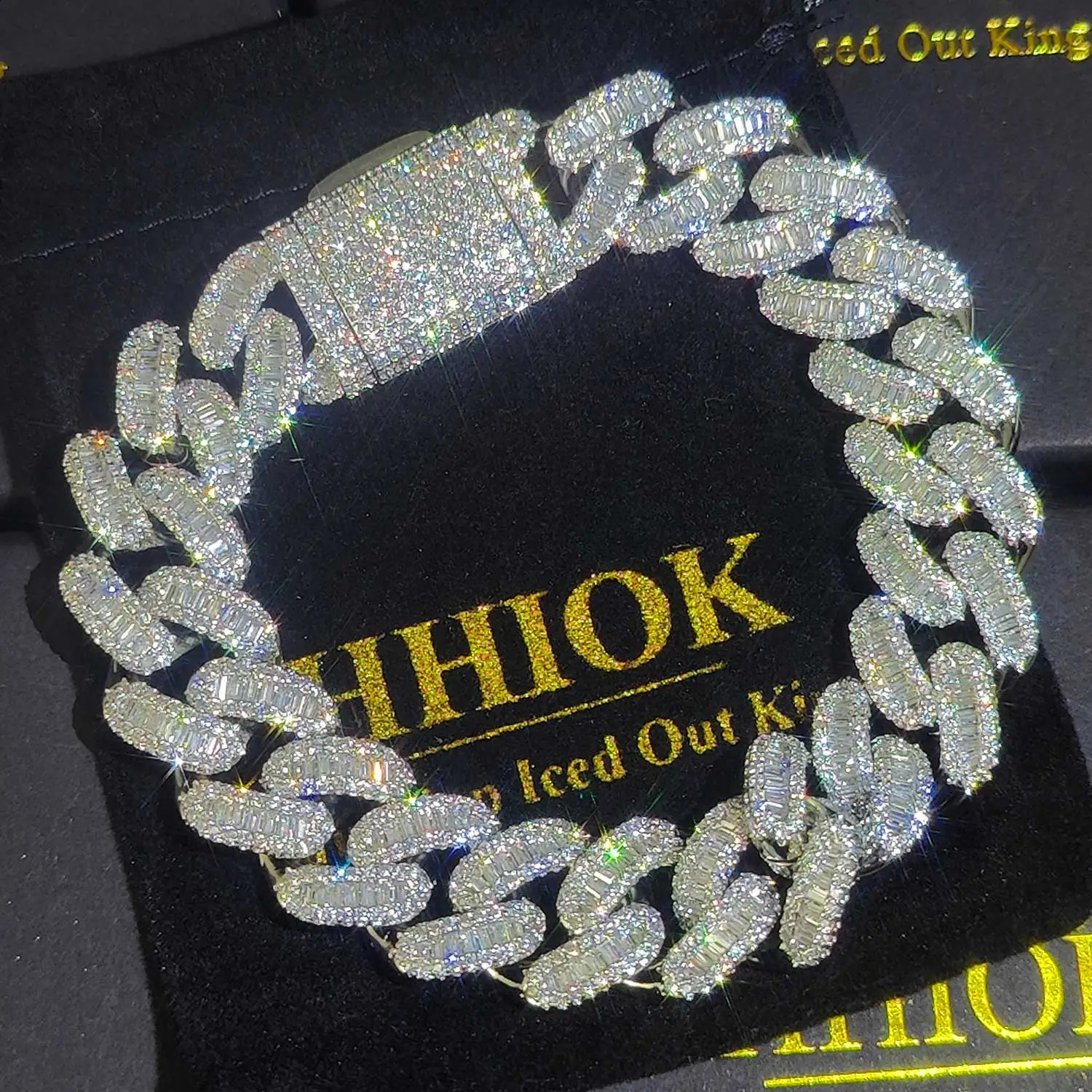Hip Hop Claw Setting Rectangle 5A Cubic Zirconia Bling Iced Out 15mm Curb Miami Cuban Link Bracelets for Men Rapper Jewelry 250730