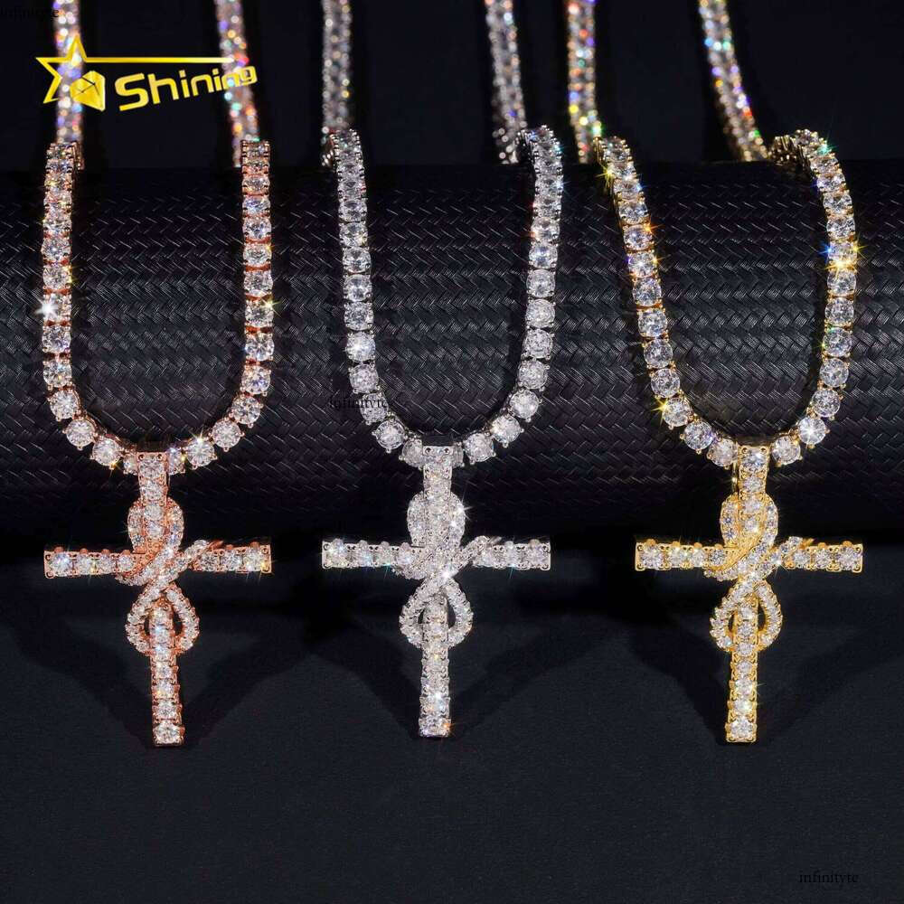 Sterling Sier Jewelry New Arrivals Hip Hop VVS Dia Iced Out Moissanite Cross Pendant