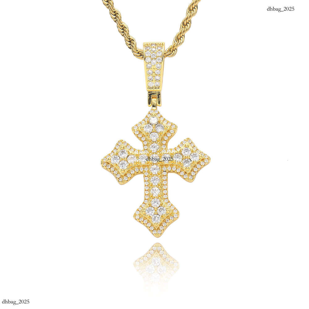 New Moissanite chain Solid Hip-Hop Men's Trendy Simple Cross Pendant Accessory