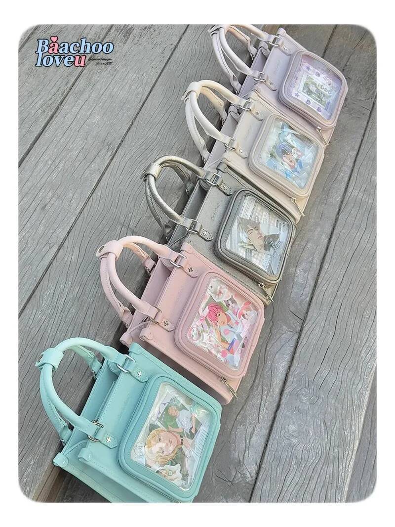 Japanese Cute Ita All Match Transparent Crossbody Bags Women Sweet Solid Candy Color Dispaly Shoulder Bag Bolsas Mujer