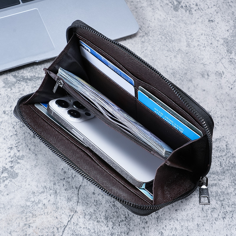 New Men's Long Zipper Wallet Large Capacity Multi-card Slot Luxury Bag Business Canvas Clutch Wallet