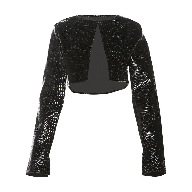 2024 autumn and winter new personalized spicy girl slim fit exposed navel short round neck solid color top jacket