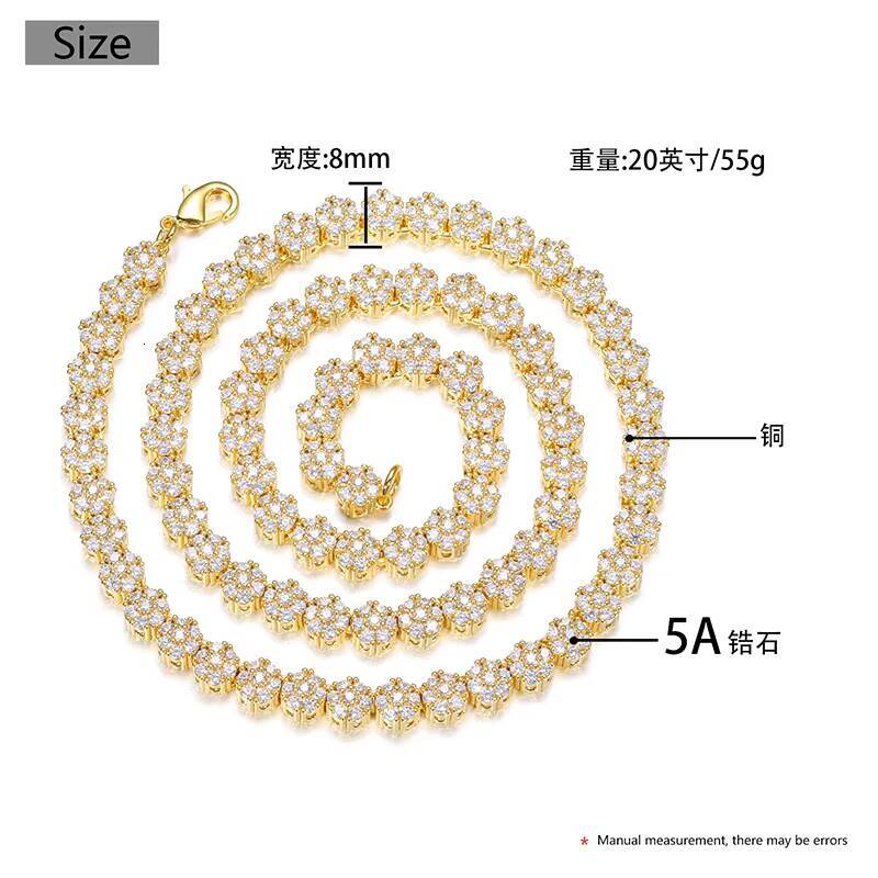 High quality cross-border European and American new style 8mm plum blossom chain, hip-hop trend street necklace jewelry accessory