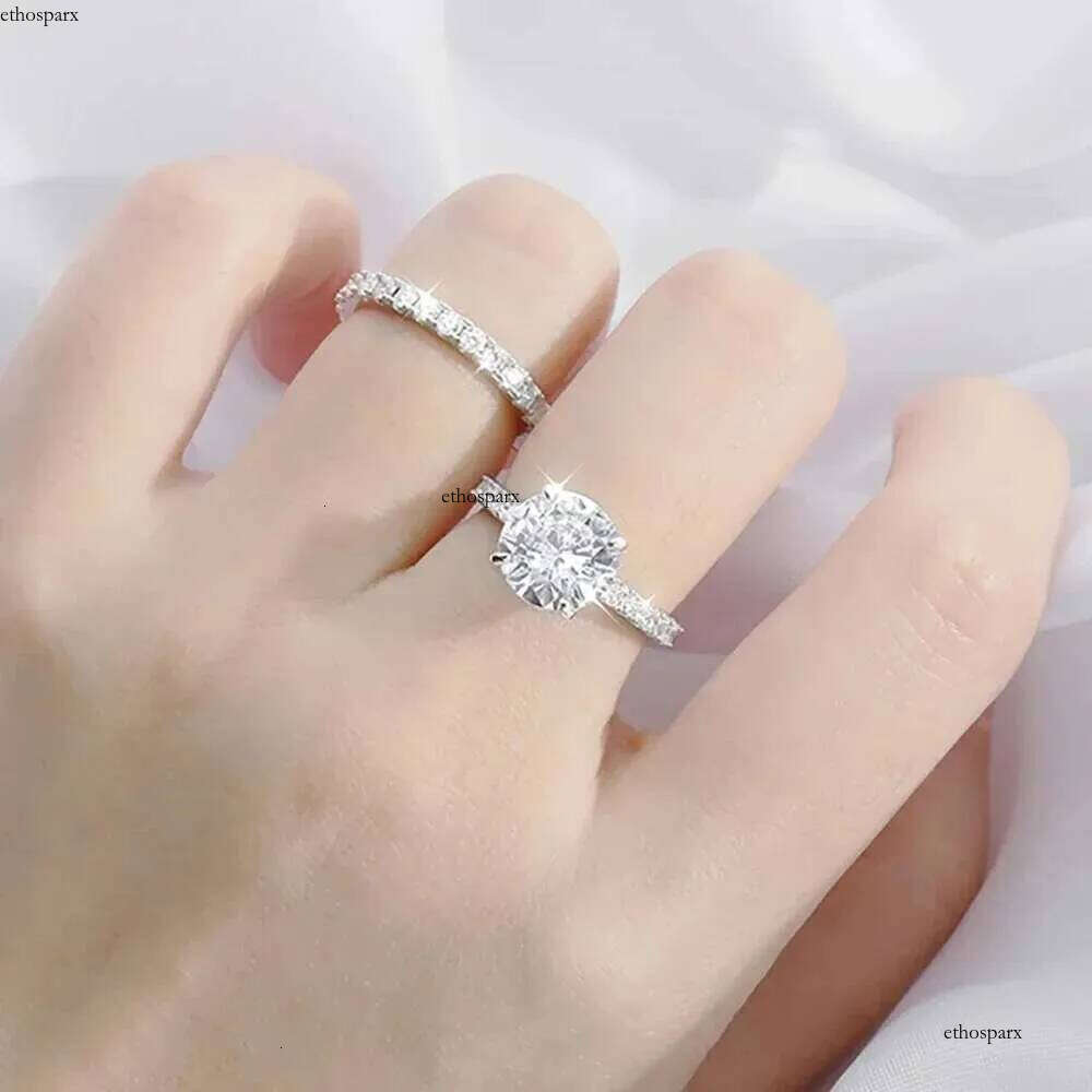 Full Moissanite Bridal Rings Set with Gra Certificate D Color Dia Engagement Ring Sterling Sier Wedding Band for Women