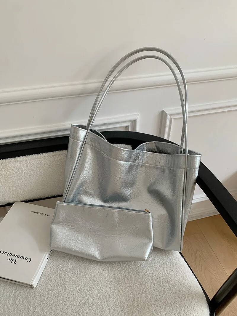 Casual large capacity totes Commuting designer women shoulder bags soft pu leather lady purses and handbags big sier