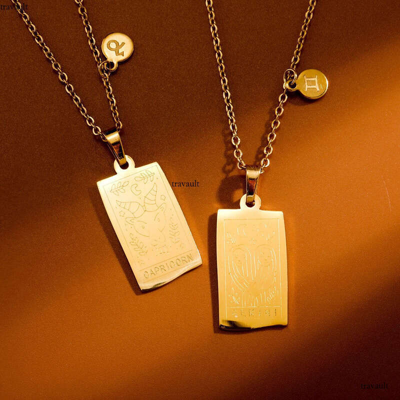 Ins Twee Constellations Double-Sided Pendant Personality Clavicle Necklace Jewelry Hip-Hop