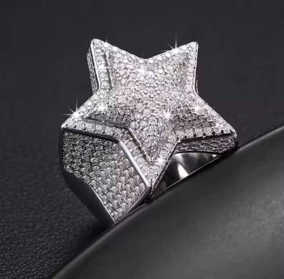 High Quality Stylish Hip Hop Ring with Sparkling Moissanite Stones Trendy Rapper Look IGI Certified Moissanite As Main Stone Price