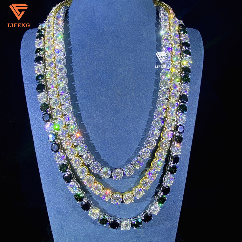 8mm Custom VVS Moissanite Grade D Tennis Chain Hip Hop Fine Jewelry Lab Diamond Tennis Chain Necklace Pendant Charms for Women