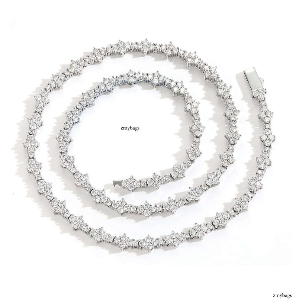 Personalized Moissanite chain Plum Blossom Tennis Chain Men's Necklace Trend Spring Buckle Hip-Hop Accessories