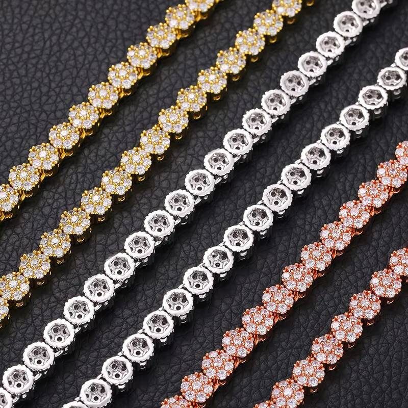 High quality cross-border European and American new style 8mm plum blossom chain, hip-hop trend street necklace jewelry accessory
