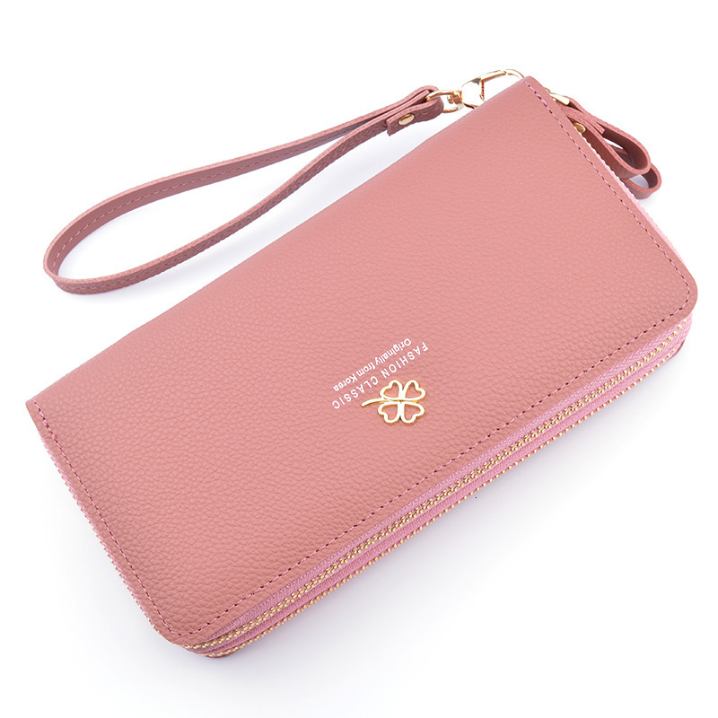 New Women's Wallet Long Double Zipper Clutch Fashion Lychee Texture Designer Bag Luxury Bag Large Capacity Double Layer Wallet Phone Bag