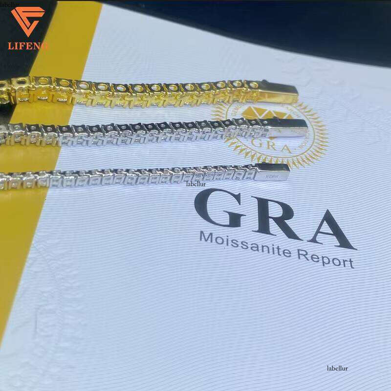 Hip Hop Jewelry 2MM D VVS Moissanite Chain GRA Certificate Sier Platinum Tennis Necklace Gift