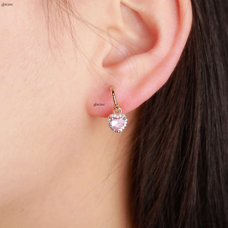 INS New Heart-Shaped Colorful Zircon Simple Fashion Women's Earrings