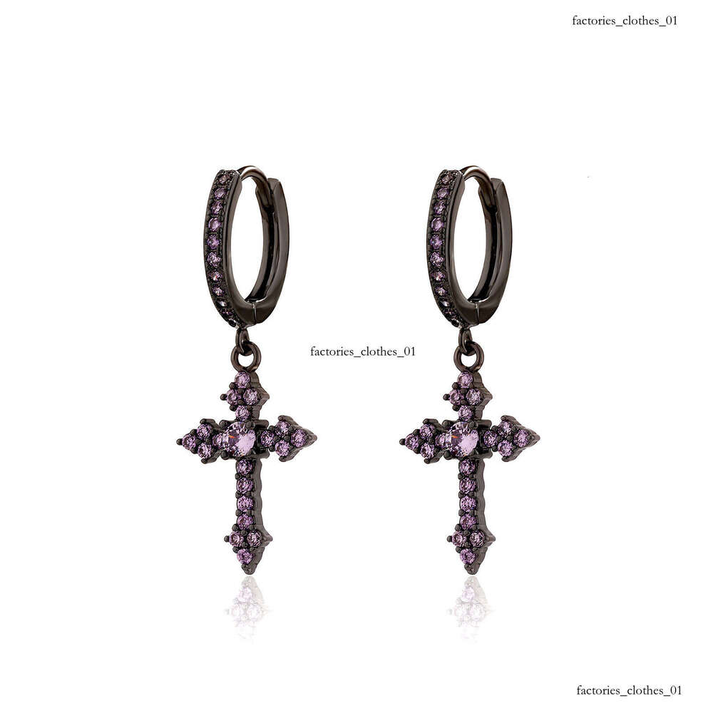 Cross Micro Paved Sterling Silver Zircon Personality Stud Ins Style Unisex Trendy Earrings
